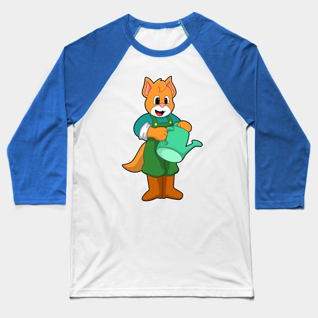 Cat as Farmer with Watering can Baseball T-Shirt by Markus Schnabel